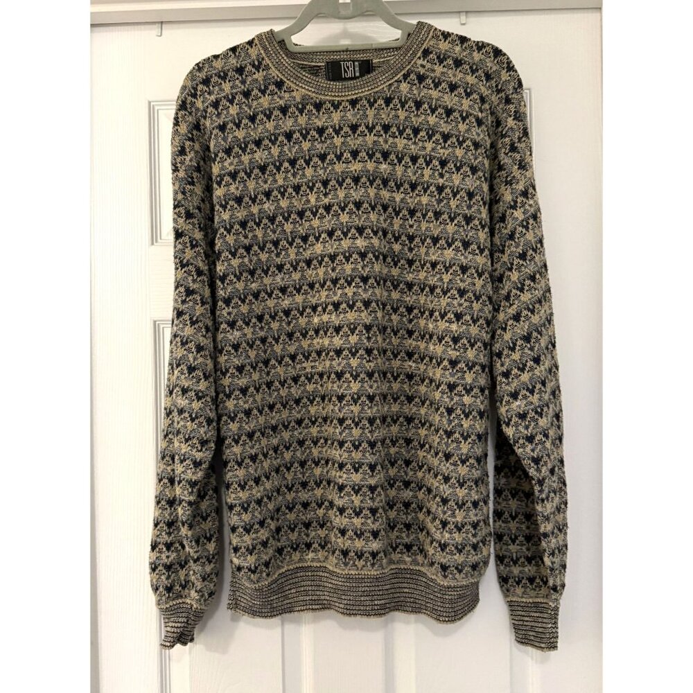 Vintage TSR USA Men's 3D Knit Abstract Print Knit Sweater‎ size XL Heritage